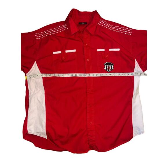 Red Ape mens red short sleeve button up shirt size 3x - Picture 5 of 7